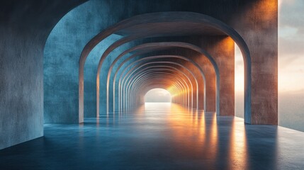 Poster - Digital architectural render, car podium space, empty concrete floor, abstract backdrop