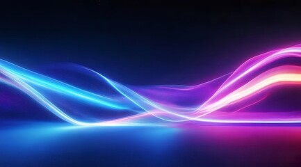 Aufkleber - 青紫とピンクの光沢のある粒子が流れる抽象的な背景と壁紙の未来的なデザイン