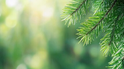 Poster - Lush Green Pine Branches Against Soft Background