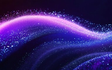 Aufkleber - 紫と青の輝く粒子の抽象的な背景波状の光の効果と光沢のあるテクスチャデジタルグラデーションデザイン