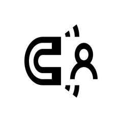 Poster - Illustration depicting a magnet attracting a person represented by a simple figure with connection waves