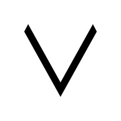 Aufkleber - A simple black chevron shape pointing downwards on a white background in a minimalist style design element