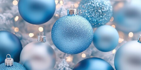 Aufkleber - Blue and Silver Christmas Ornaments Decorated Tree