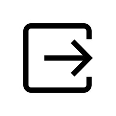 Poster - Square enclosure with an arrow pointing to the right indicating an exit or external link symbol icon