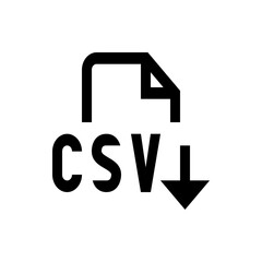Poster - Black csv file download icon with arrow pointing down indicating file transfer and data management process