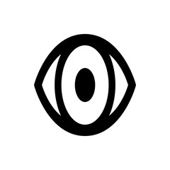 Poster - A simple flat design of a human eye with a black pupil and white iris on a white background is shown