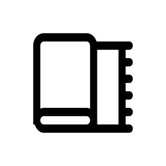 Poster - Illustration of a closed book with a visible spine and rounded corners in a minimalist black outline style