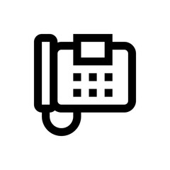 Poster - Illustration of a black fax machine with a handset and buttons on a white background in a simple style