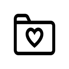 Poster - Black outline of a folder icon with a heart shape inside representing love and affection for data storage