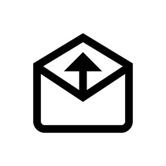 Poster - Black and white icon showing an open envelope with an arrow pointing upwards within the envelope shape
