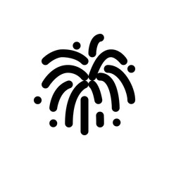 Poster - Illustration of a stylized firework with curved lines and small dots in a simple black and white design