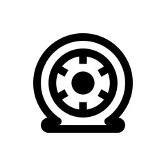 Poster - Illustration of a stylized black tire with a gear like center on a white background in vector format