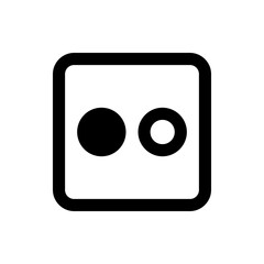 Poster - Illustration of a rounded square containing two circles, one solid and one hollow, aligned horizontally inside it