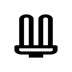 Poster - Illustration of a compact fluorescent light bulb with two tubes and a thick base in black and white
