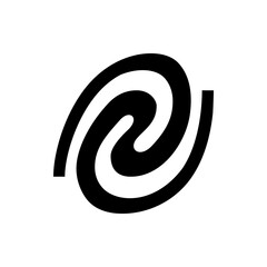 Poster - Black and white abstract spiral shape with rounded ends on a white background forming an oval design