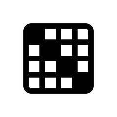 Poster - Black rounded square grid with scattered white squares creating a pixelated pattern design element icon