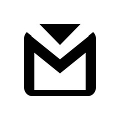Poster - A simple black and white illustration of a stylized email envelope icon with a modern and clean design