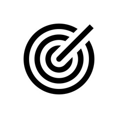 Poster - A minimalistic target illustration with concentric circles and a diagonal line representing an arrow hitting it