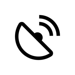 Poster - Illustration of a satellite dish with curved signals emanating from it on a white background plain design