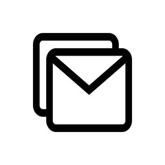Poster - Two envelopes stacked with black outline and white fill representing communication and correspondence icons