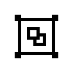 Poster - Black outline square frame with corner blocks containing two overlapping smaller squares inside it