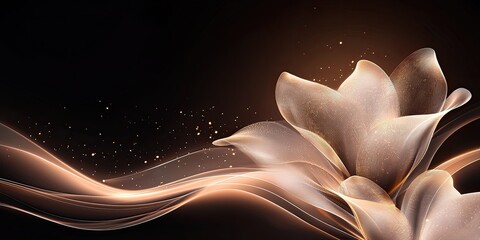Poster - Abstract Golden Flower with Elegant Waves Design