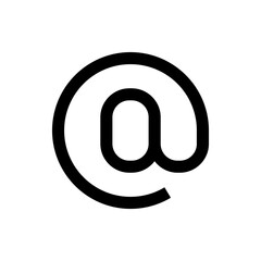 Poster - A simple black at sign symbol with a circular shape and an a character inside on a white background view