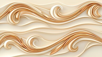 Aufkleber - Elegant Gold And Cream Swirling Abstract Design