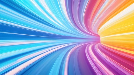 Aufkleber - 青とオレンジの抽象的なライトトンネルのデジタルアートの背景と未来的なデータストリームとダイナミックなグラデーション