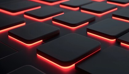 Aufkleber - Modern Red Geometric Glow On Black Background: Shiny, Abstract Diagonal Graphic With Rounded Shapes And Vibrant Red Colors.