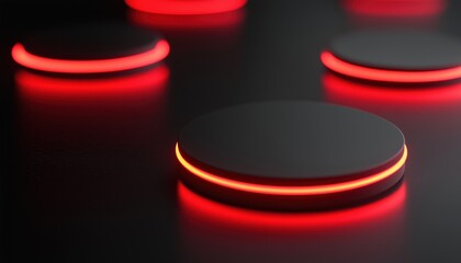 Aufkleber - Modern Shiny Red Diagonal Rounded Geometric Design On Black Background With Abstract Red Glowing Elements.
