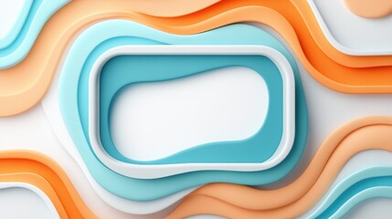 Aufkleber - Abstract Wavy Layers with Empty Frame in Pastel Colors
