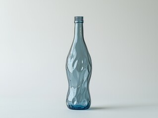 Poster - Wavy, blue glass bottle in the center of a white space