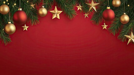 Aufkleber - Festive Christmas Ornament And Star Border Design