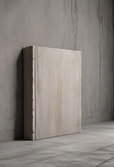 Poster - Empty hardcover book on a raw concrete wall  Ideal for showcasing book cover designs  ,  mockup,  graphic,  product