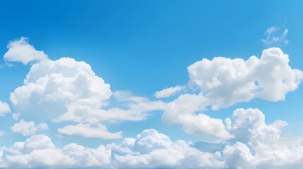 Poster - 明るい青空と白い雲の風景写真 穏やかな天候と自然な背景が広がる開放的な眺め