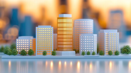 Poster - Illuminated Cityscape Model Shows Modern Urban Development