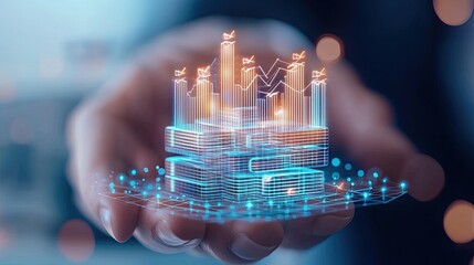 Aufkleber - Digital Hand Holding Growth Data Structure
