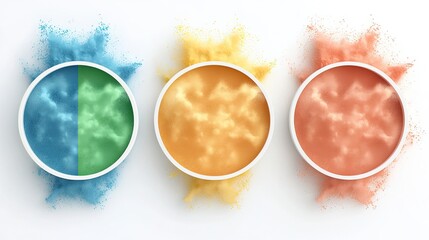 Aufkleber - Colorful Powder Explosions in White Bowls