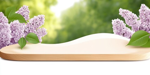 Poster - Wooden Display With Spring Lilacs Blooming