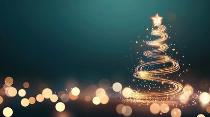 Aufkleber - Sparkling Golden Light Christmas Tree Design