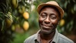 © S - Smiling farmer in lush mango orchard