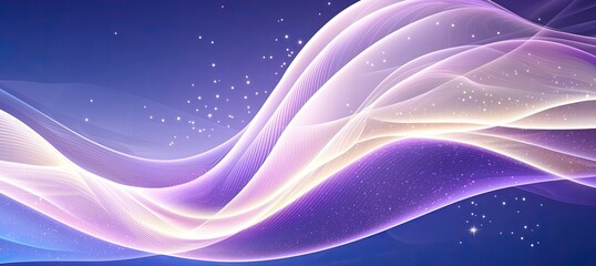Fototapete - Abstract Purple and White Wave Design with Stars