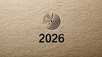 Poster - Symbolic Design of a Spiral Icon Over the Year 2026 on Kraft Paper With a Minimal Layout