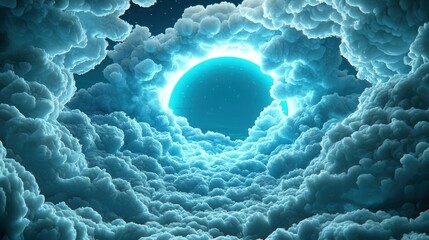 Poster - Surreal Blue Moon in Cloud Sea Fantasy Art