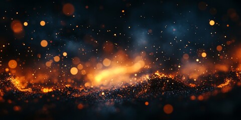 Wall Mural - halloween witch . fire embers particles over black background. fire sparks background. abstract dark