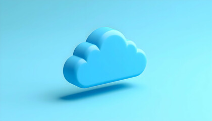 Aufkleber - 3D Rendering of an Isolated Blue Cloud on a Minimalist Light Blue Background
