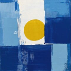 Poster - Abstract Composition of Blue and Yellow
