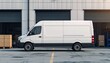 © Ryan Punnington - White Delivery Van in Front of Warehouse (Side View)