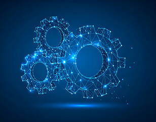 Poster - Abstract gears, low-poly style